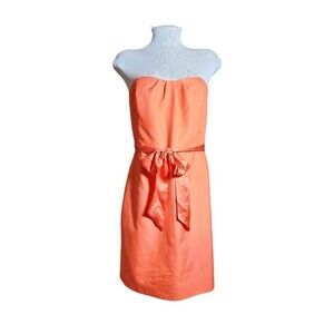 J. Crew Weddings & Parties Orange Silk Belted Strapless Mini Sheath Dress‎ Sz 12